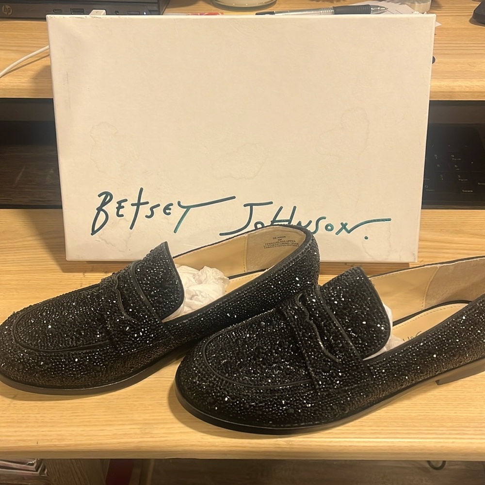Betsey Johnson Aron black sparkle loafers - NEW